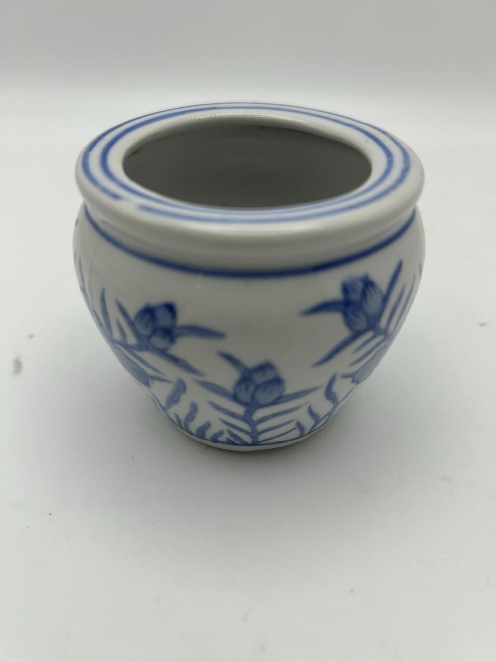 Vintage Blue And Grey Chinese Planter Pot